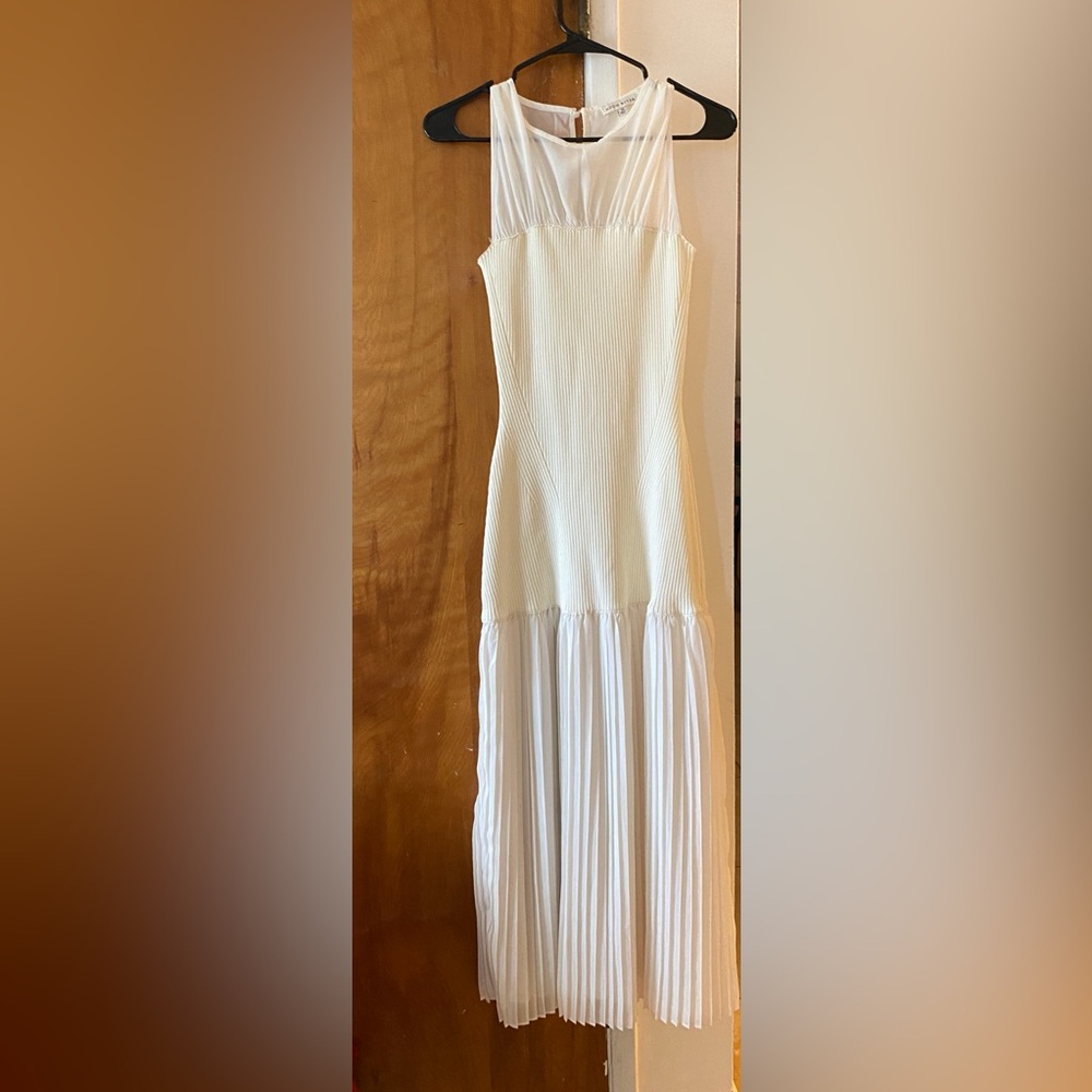 Moon River Cream Ribbed Midi Dress